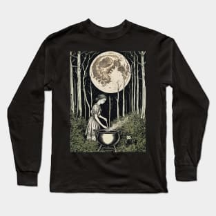 Green Witch on a Full Moon Long Sleeve T-Shirt